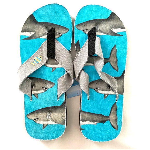 SOLD! 💚Beachcomber Blue Water Sharks Flip Flops - Picture 3 of 12